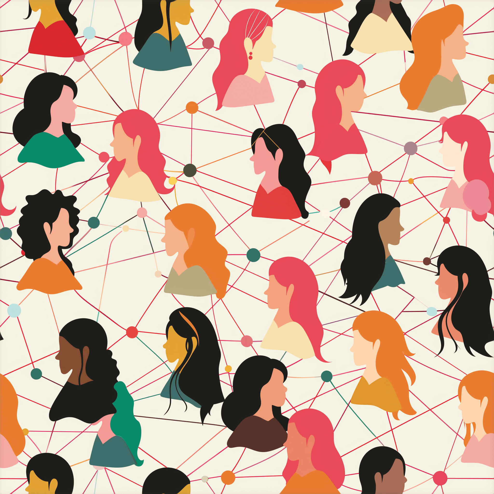 an illustration of a network of women